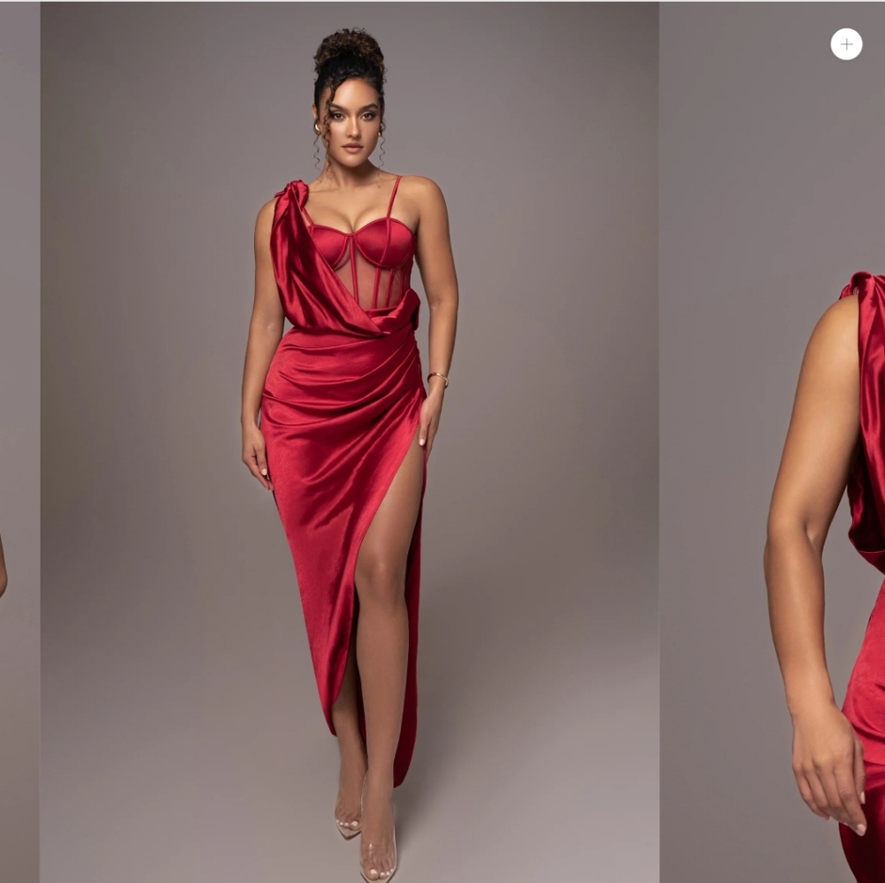 Jluxlabel large RED ANASTACIA DRAPE MAXI DRESS